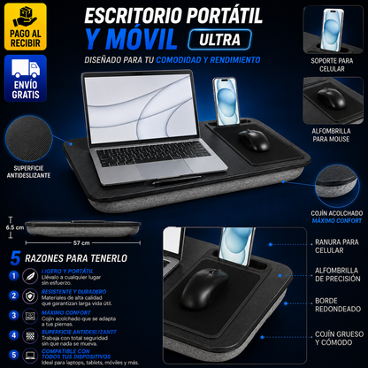 Escritorio portátil con cojín para ordenador