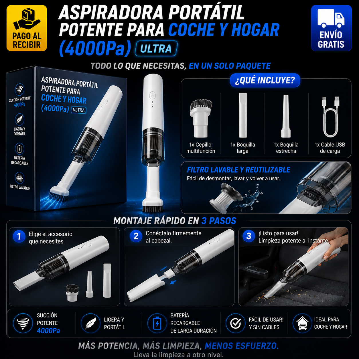 Aspiradora portátil potente