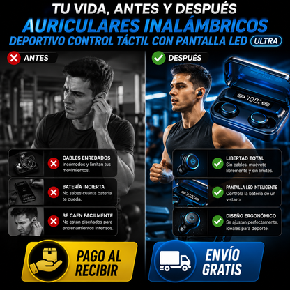 Auriculares inalámbricos deportivo control táctil
