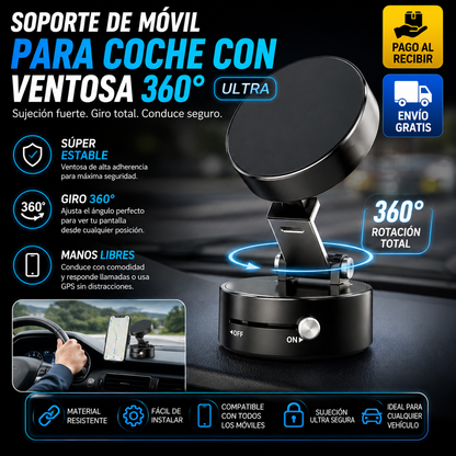 Soporte de móvil con ventosa giratoria 360°