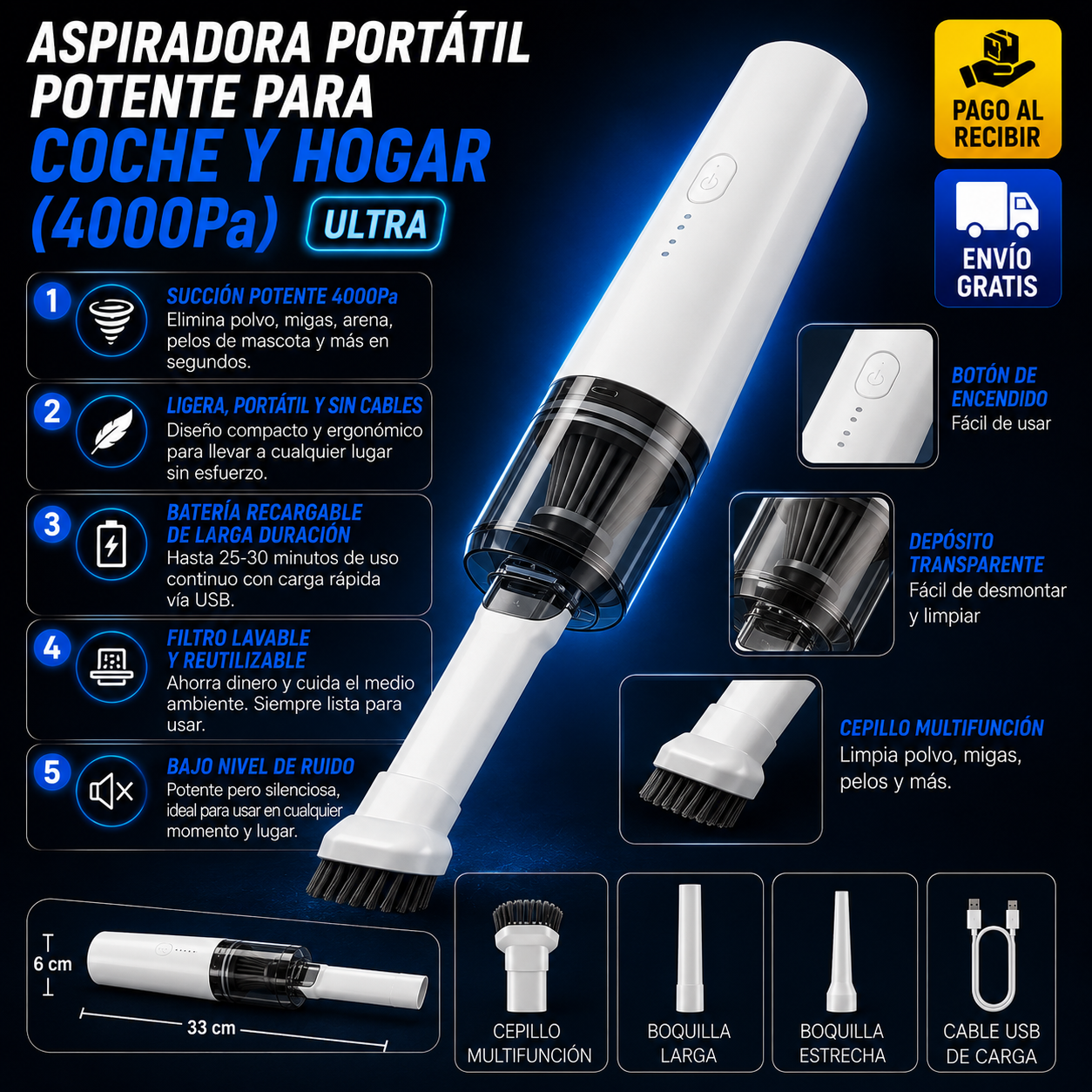 Aspiradora portátil potente
